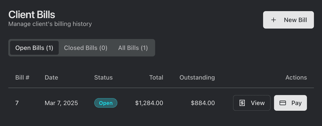 Client Bills Example