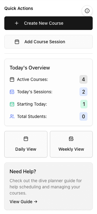 DiverDash Course Management Dashboard
